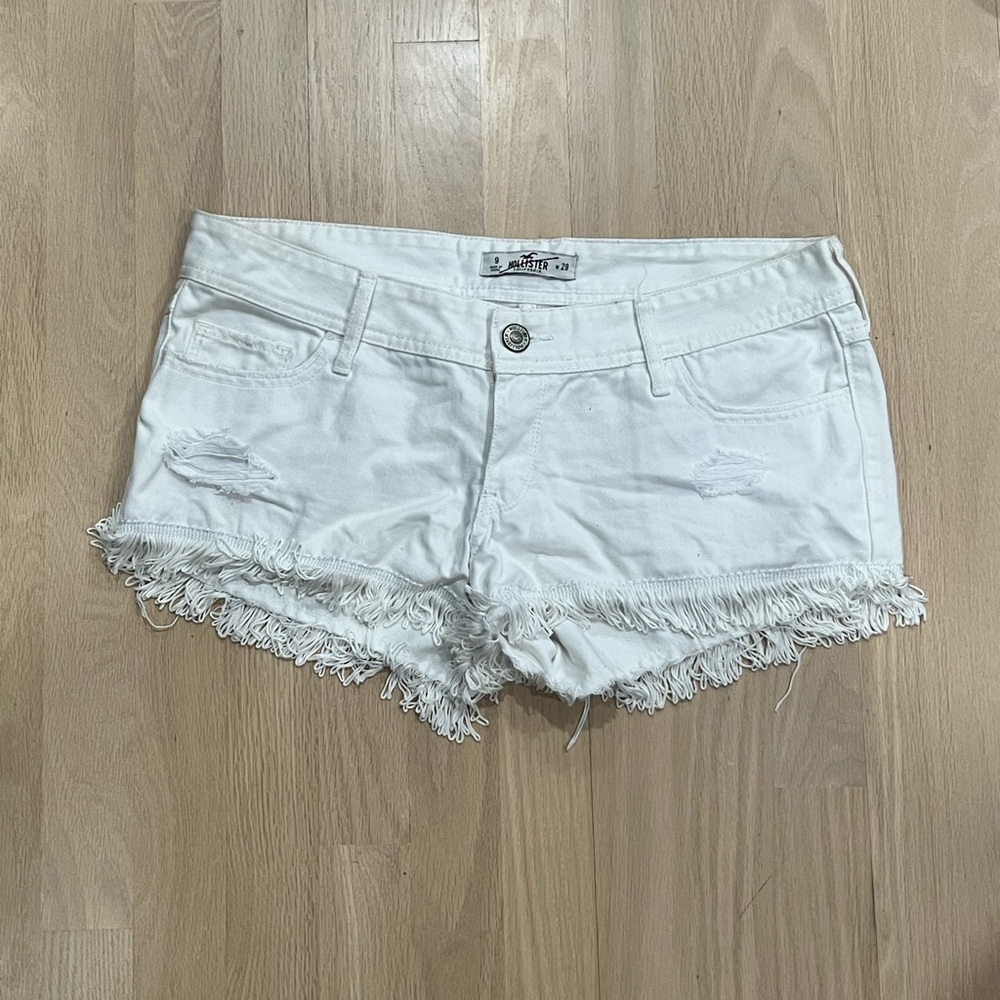 Hollister white Fringe Denim Shorts